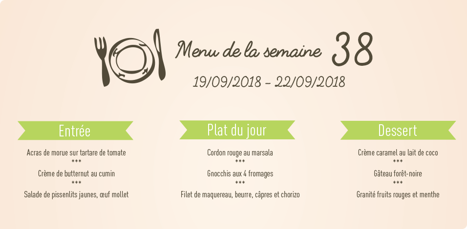 Menu de la semaine