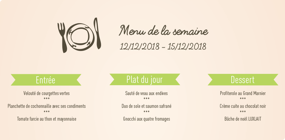 Menu de la semaine